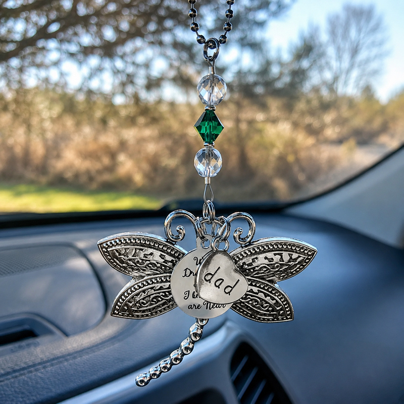 When Dragonflies Appear – Dragonfly Rearview Mirror Memorial Charm