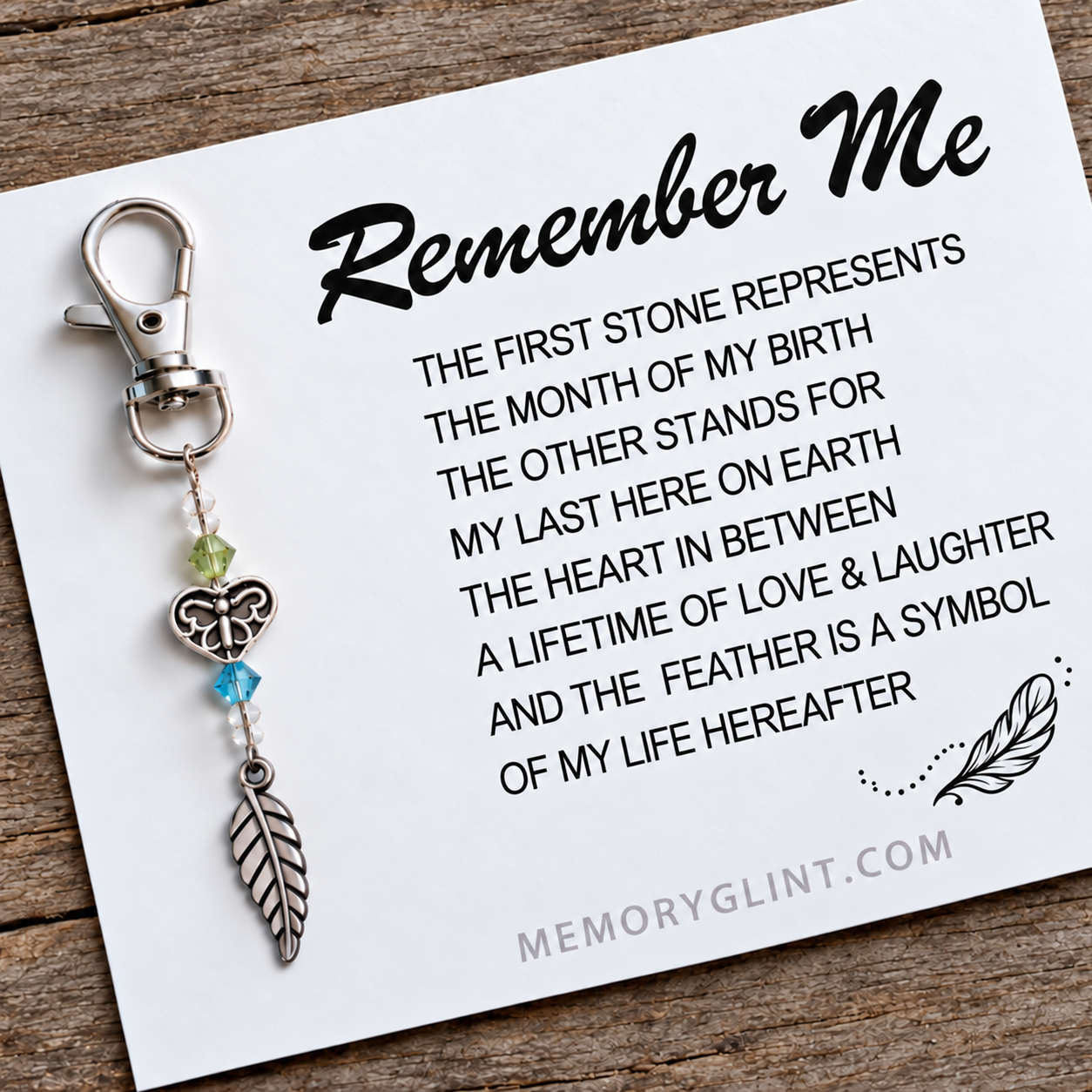 The Remember Me Poem & Charm, Feather