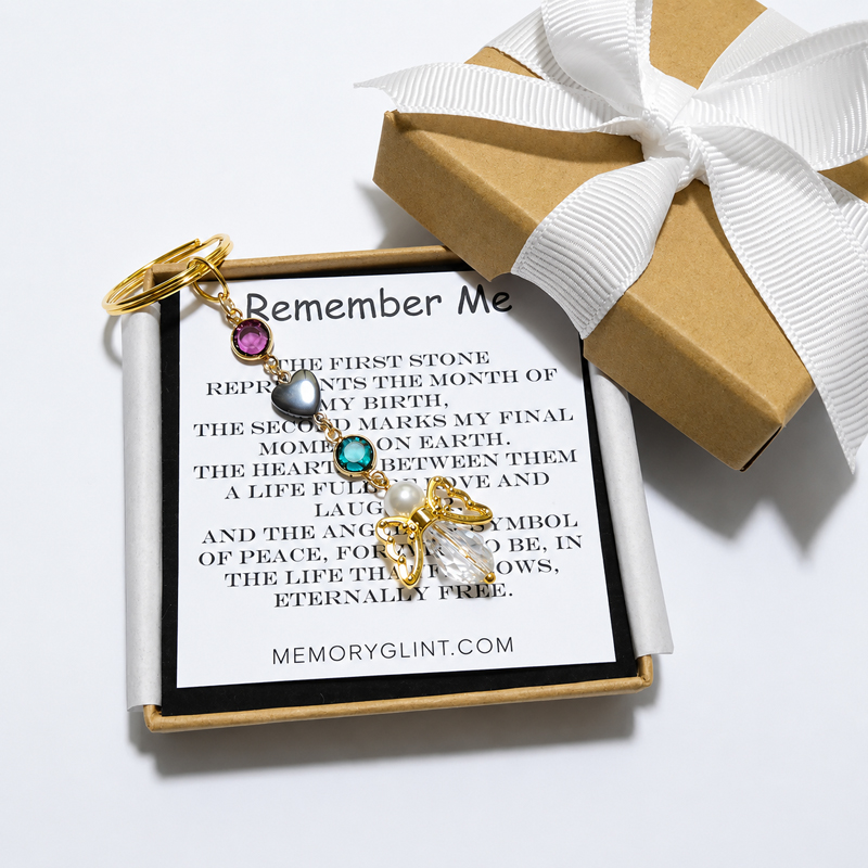 Remember Me Angel Keychain | Personalized Birthstone Memorial Keepsake
