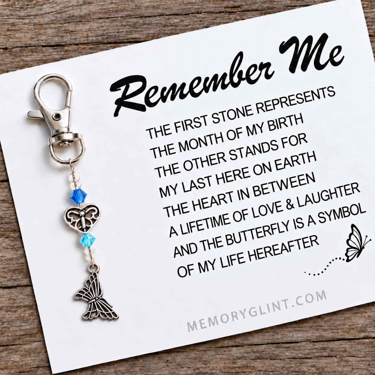 The Remember Me Poem & Charm – Memorial Butterfly