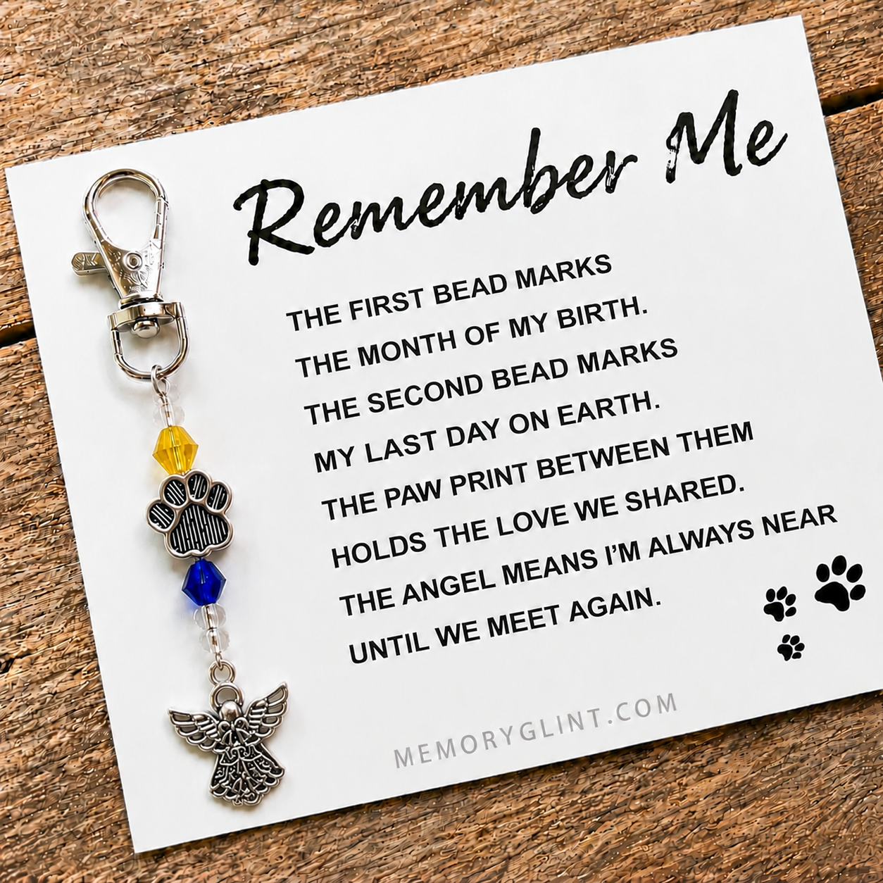 Remember Me- Sympathy Gift Angel Paw-Heart Paw