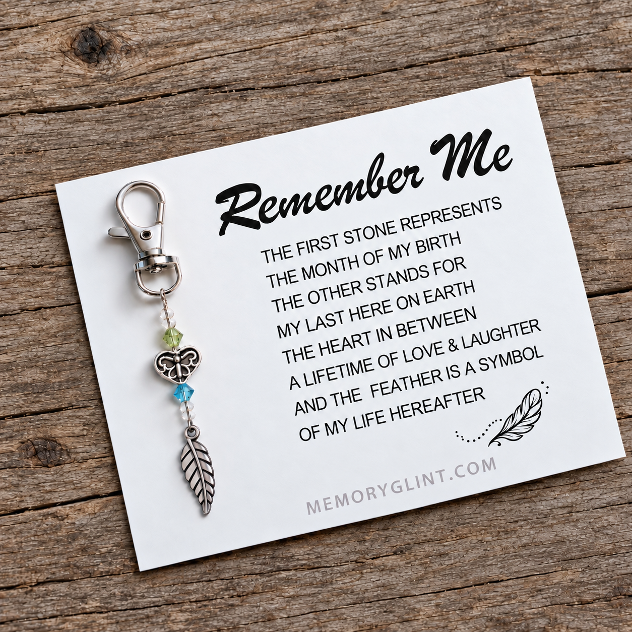 The Remember Me Poem & Charm, Feather