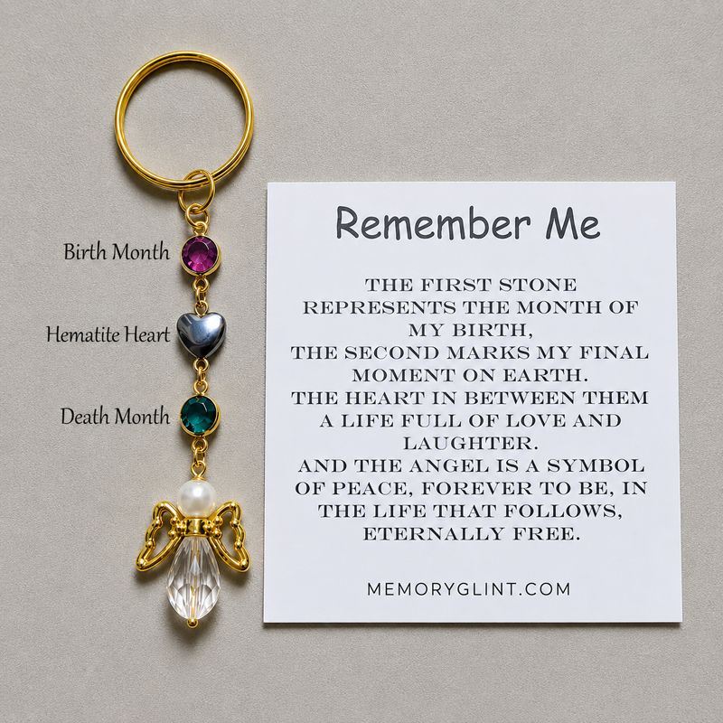 Remember Me Angel Keychain | Personalized Birthstone Memorial Keepsake