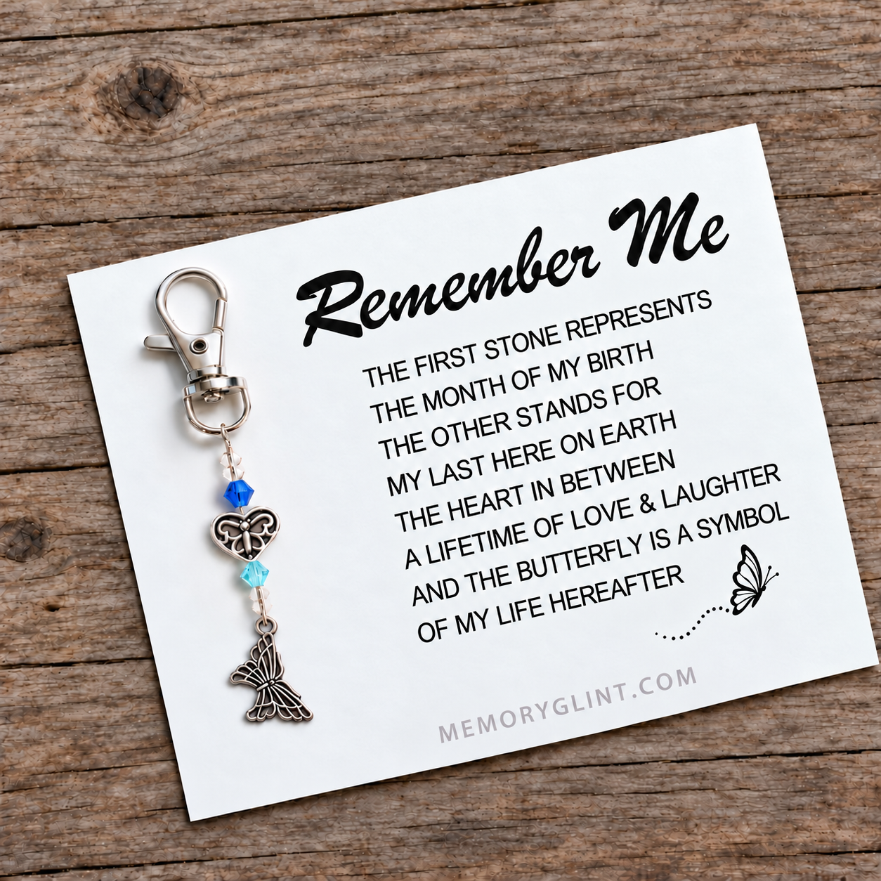 The Remember Me Poem & Charm – Memorial Butterfly