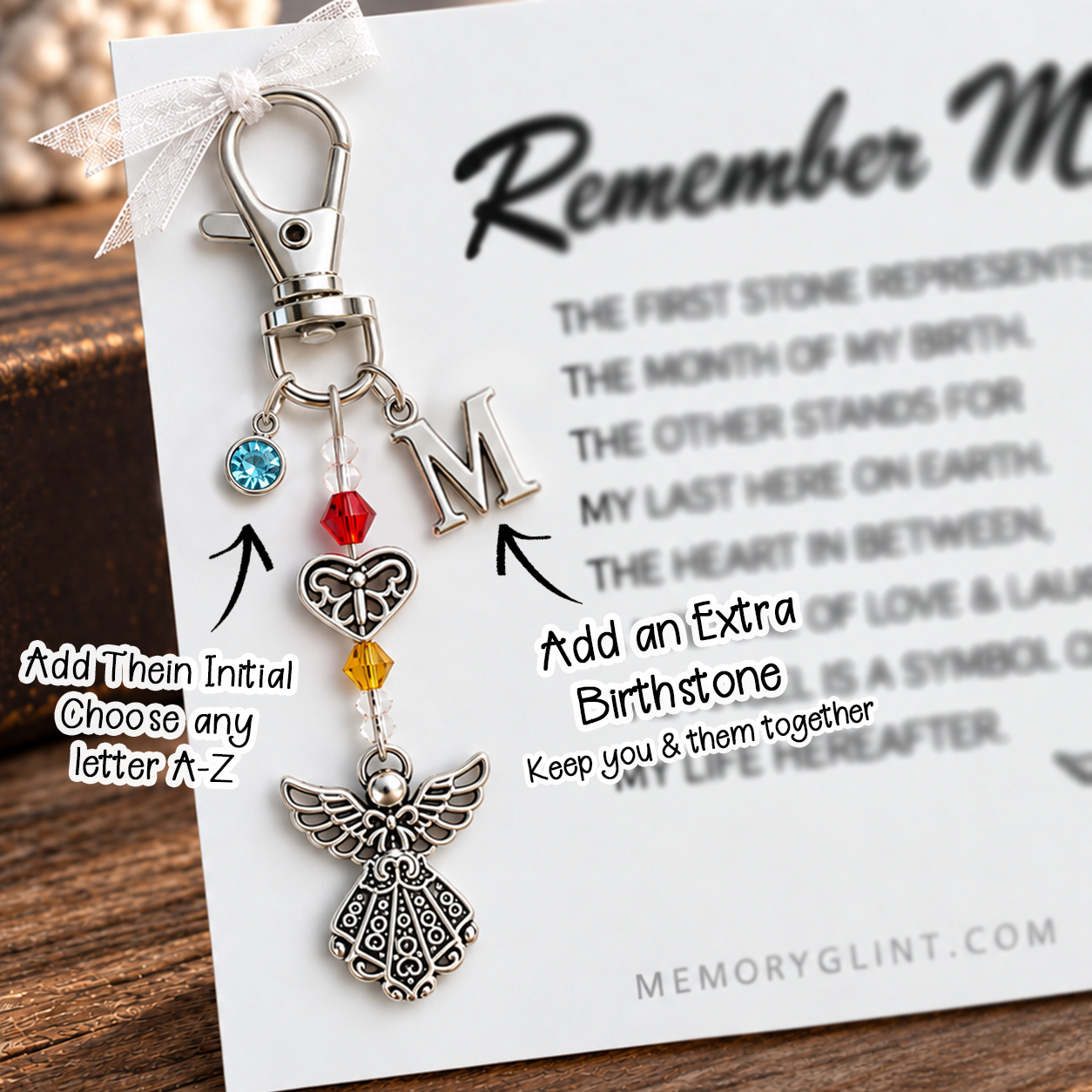 The Remember Me Poem & Charm – Angel, Hummingbird & Cross 