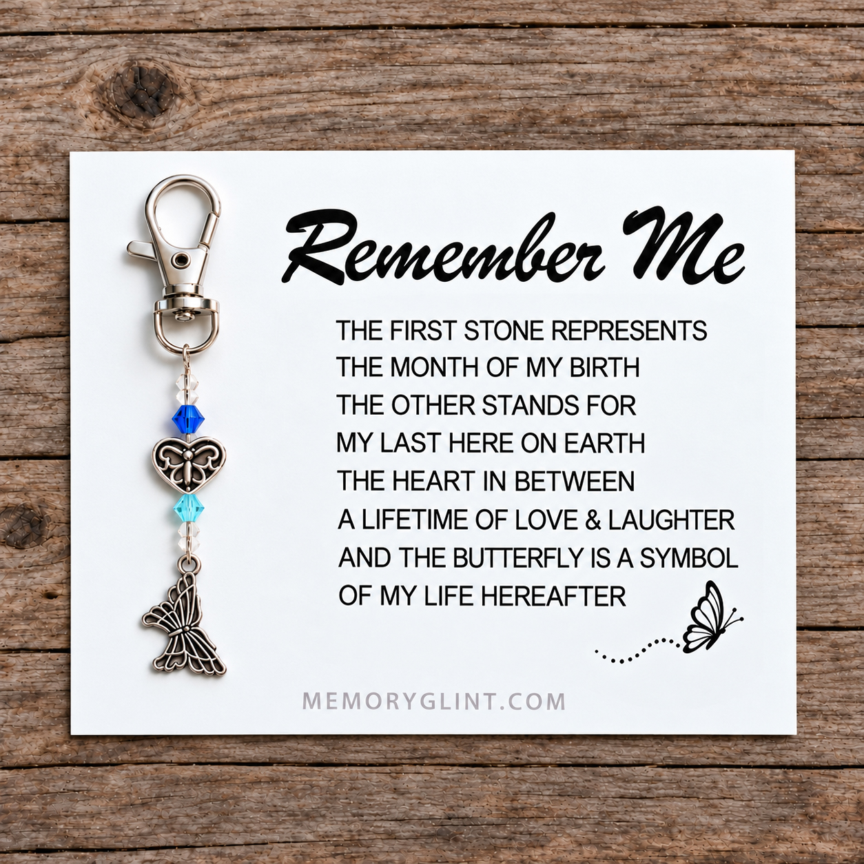 The Remember Me Poem & Charm – Memorial Butterfly