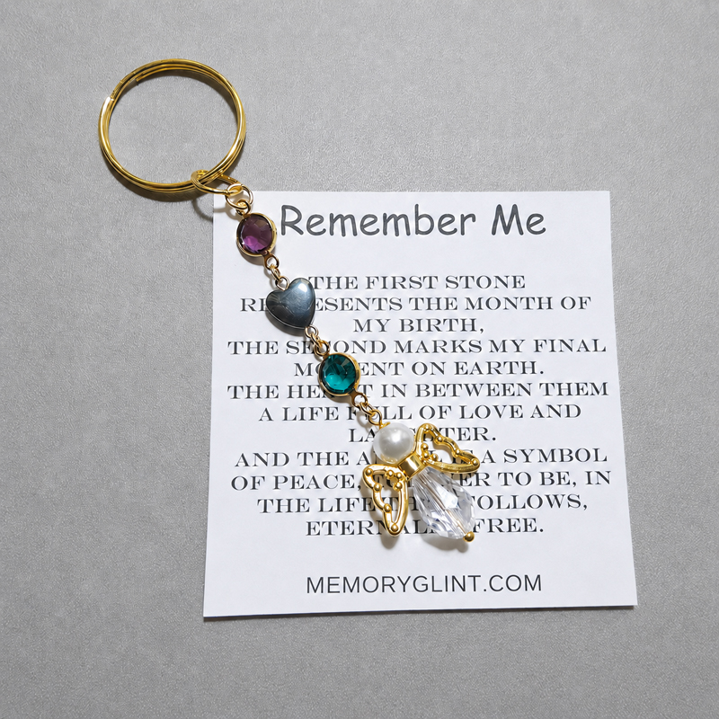 Remember Me Angel Keychain | Personalized Birthstone Memorial Keepsake