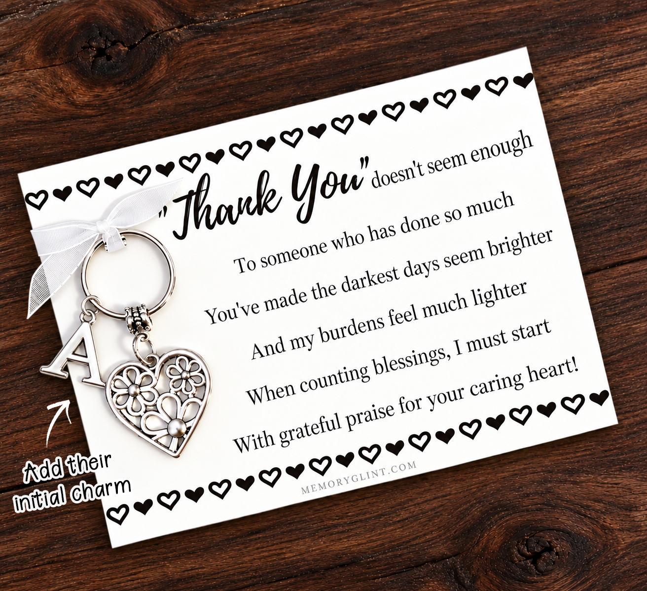 Thank You Gift – Floral Heart Poem & Charm