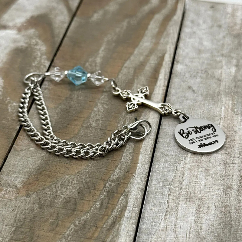 Christian Cross Car Charm – “Be Strong & Courageous” Joshua 1:9 Faith Gift