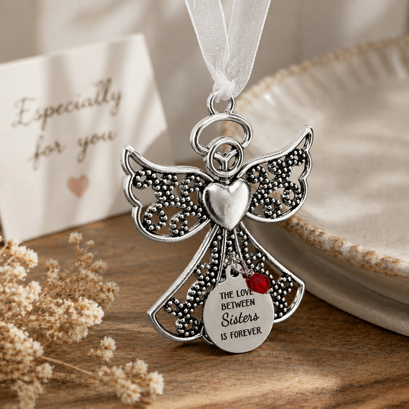 Sister Angel Car Charm – “The Love Between Sisters Is Forever” Memorial Gift