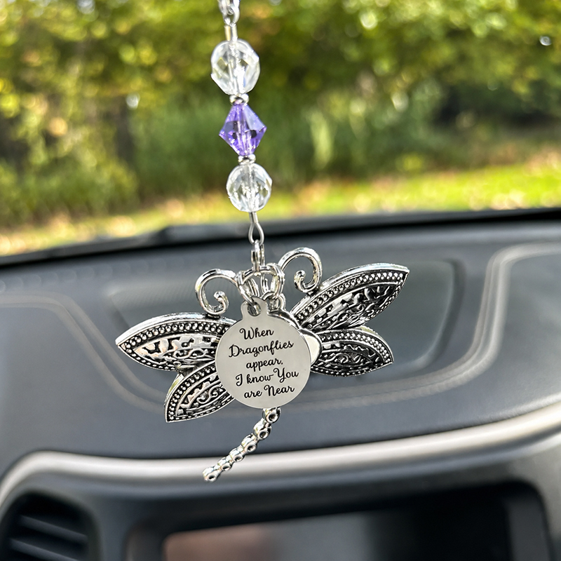 When Dragonflies Appear – Dragonfly Rearview Mirror Memorial Charm