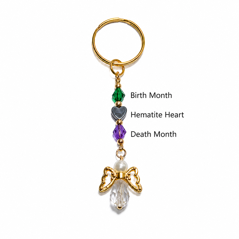 Remember Me Angel Memorial Keychain | Personalized Birthstones
