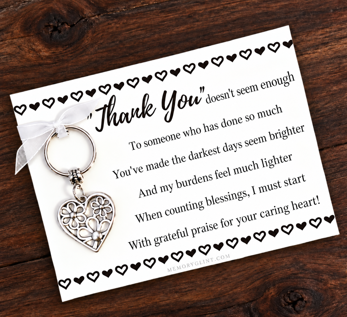 Thank You Gift – Floral Heart Poem & Charm