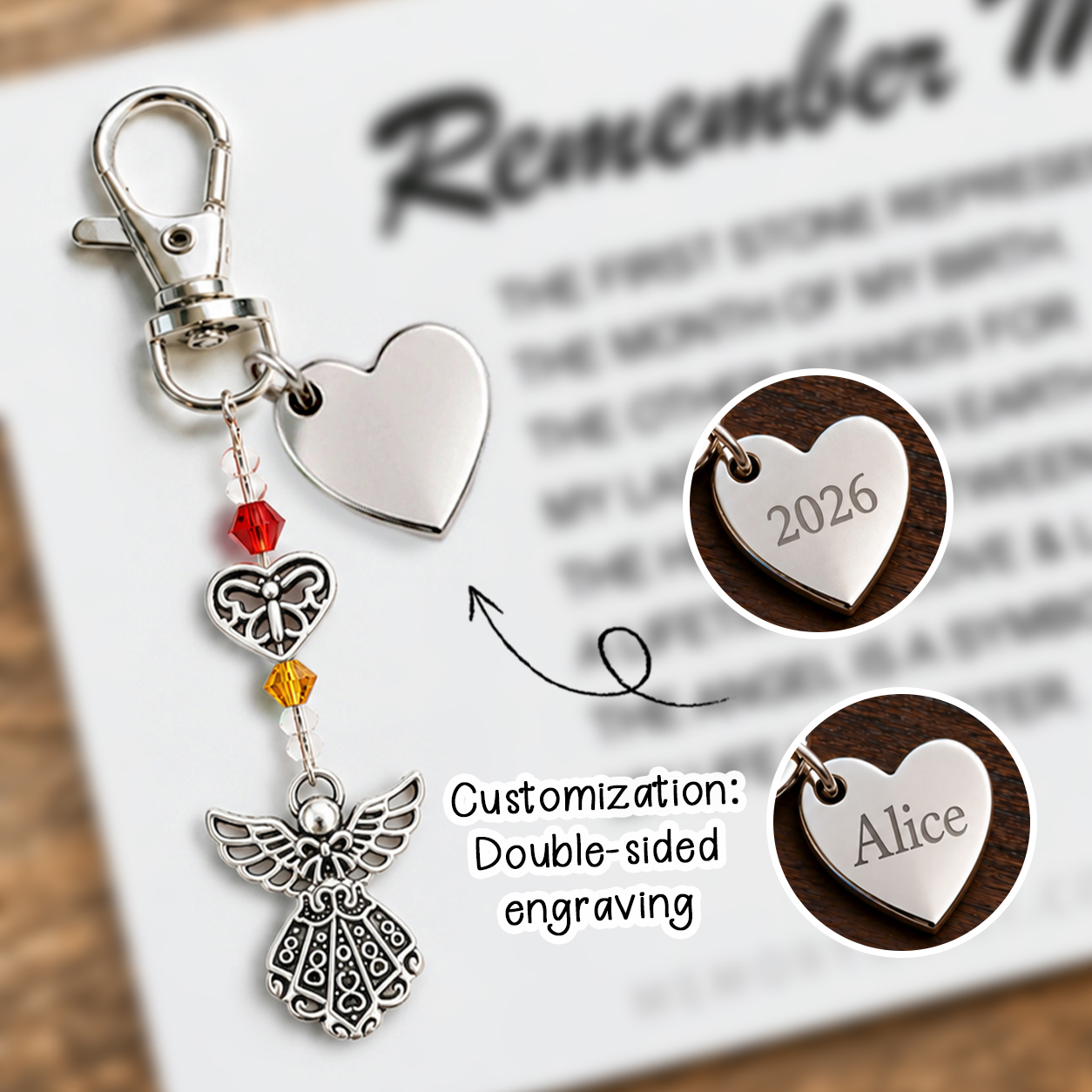The Remember Me Poem & Charm – Angel, Hummingbird & Cross 