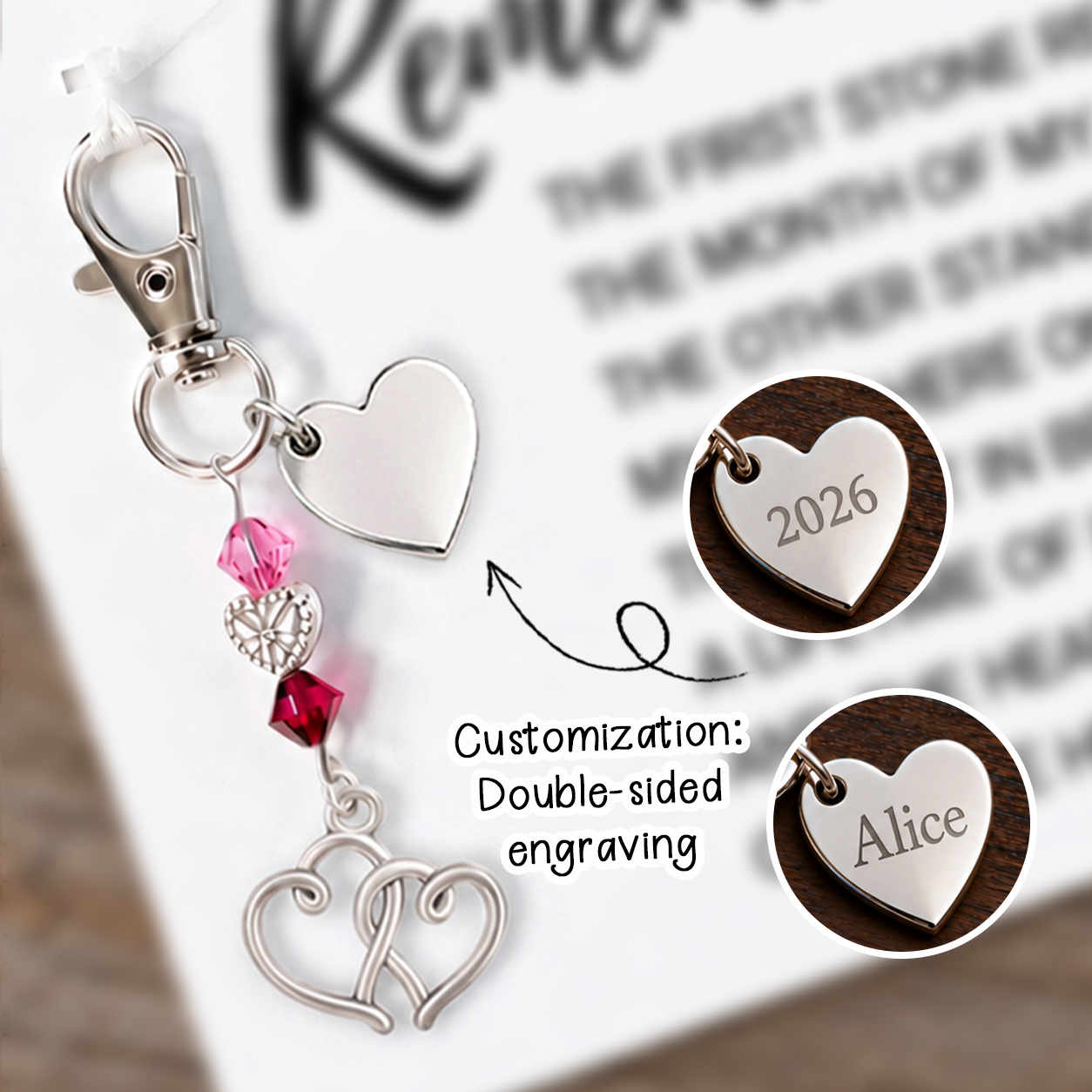 The Remember Me Poem & Charm, Hearts