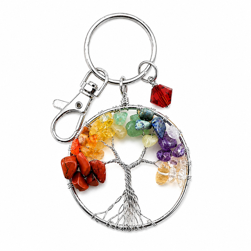 Tree of Life Keychain: Chakra Healing Crystals, Spiritual Gift Card