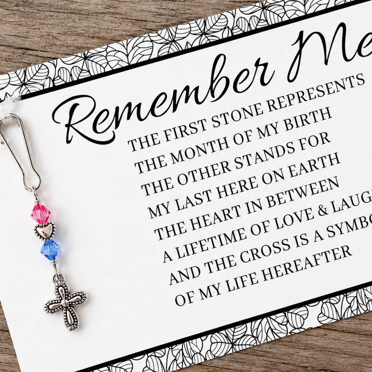 Remember Me-Fancy Heart + Matching Cross
