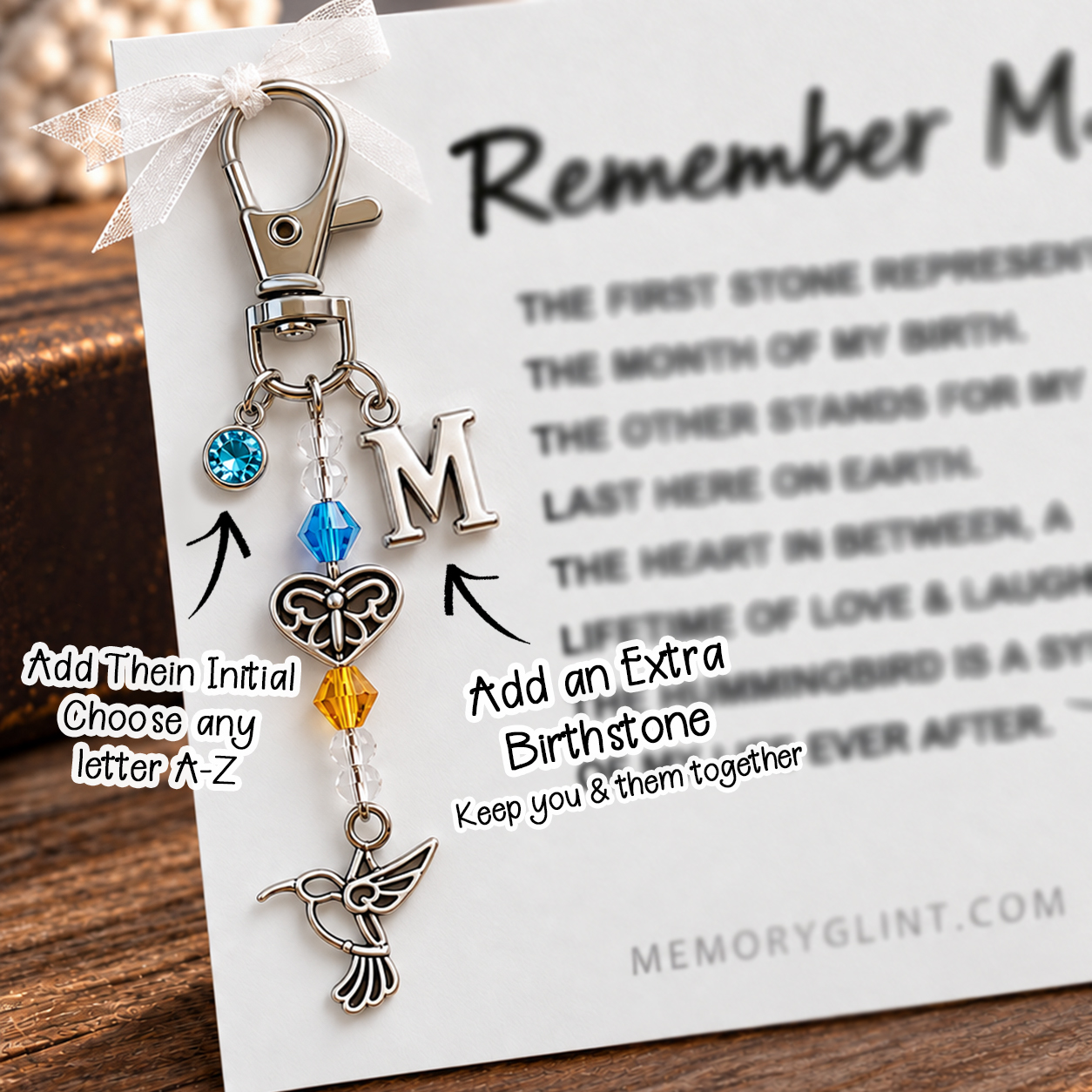 The Remember Me Poem & Charm – Hummingbird, Angel & Cross