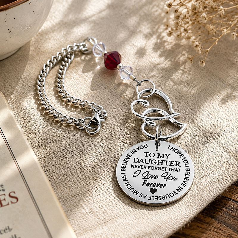 To My Daughter – “I Love You Forever” Birthstone Angel Car Charm