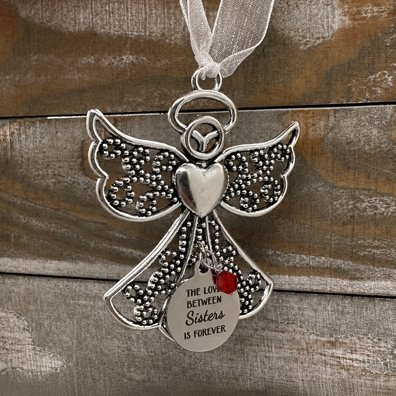 Sister Angel Car Charm – “The Love Between Sisters Is Forever” Memorial Gift