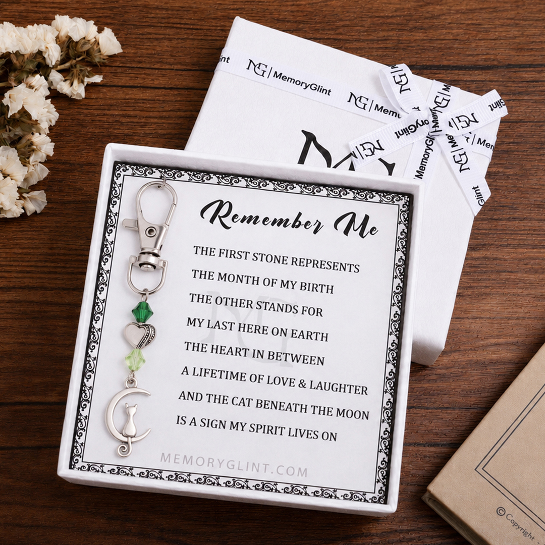 The Remember Me Poem & Charm, Moonlit Cat