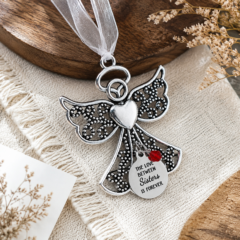 Sister Angel Car Charm – “The Love Between Sisters Is Forever” Memorial Gift