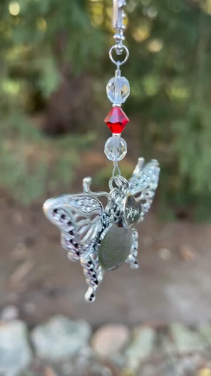When Butterflies Appear Memorial Car Charm – Personalized Birthstone Butterfly Gift