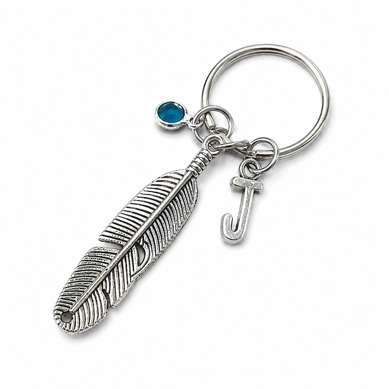 Feather Keychain, Feather Keyring, Memorial Keyring