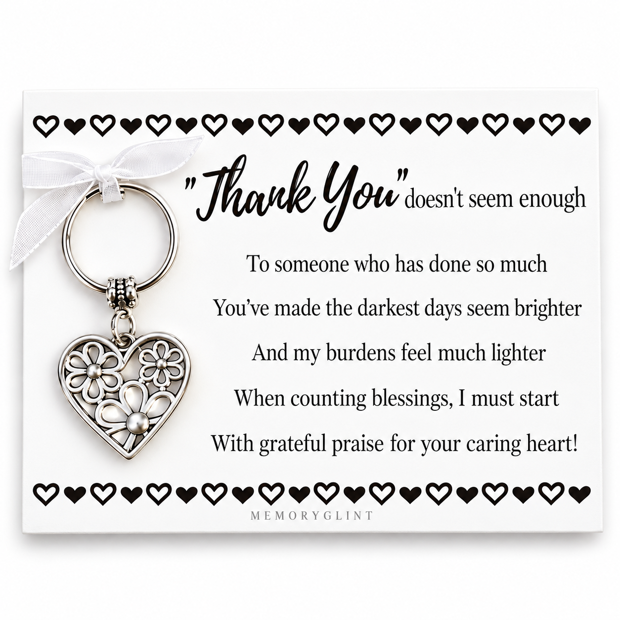 Thank You Gift – Floral Heart Poem & Charm