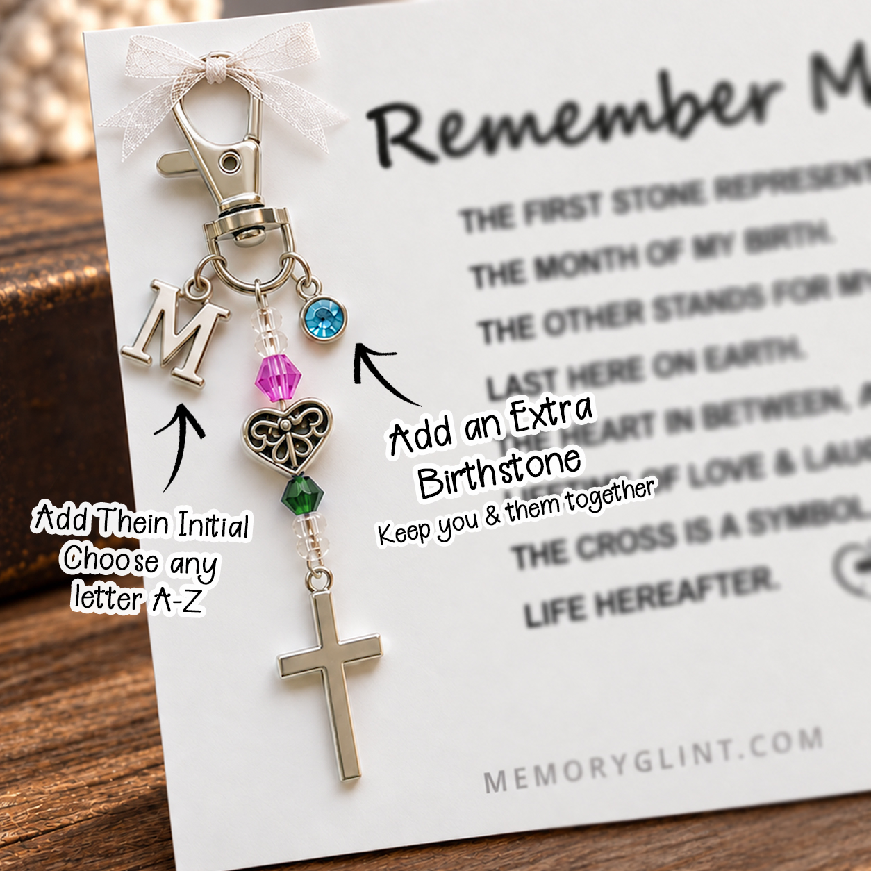 The Remember Me Poem & Charm – Cross, Angel & Hummingbird