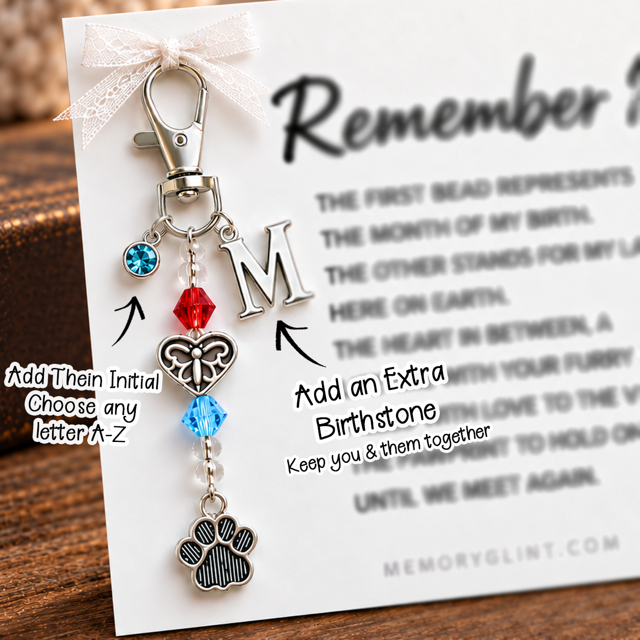 The Remember Me Poem & Charm, Heart Paw-Angel Paw