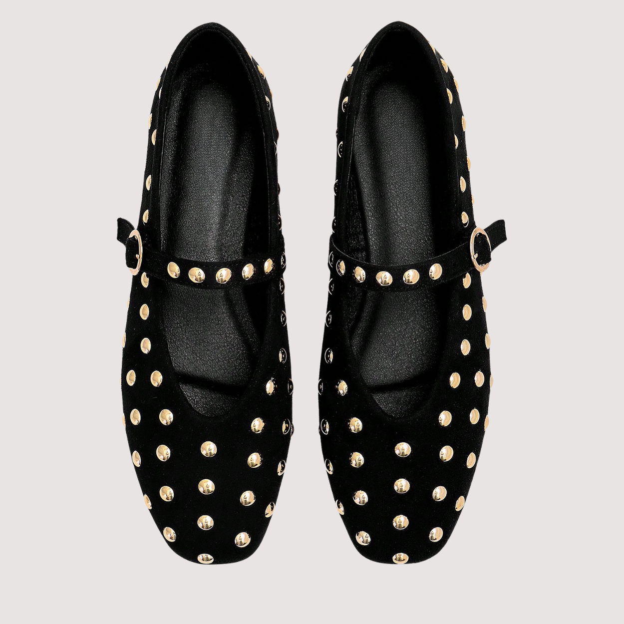 Sequin Flat Shoes With Buckle Strap For Women in Golden - Interior View