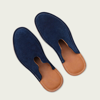 Soft Suede Leather Slip On Slippers With Open Back Design
