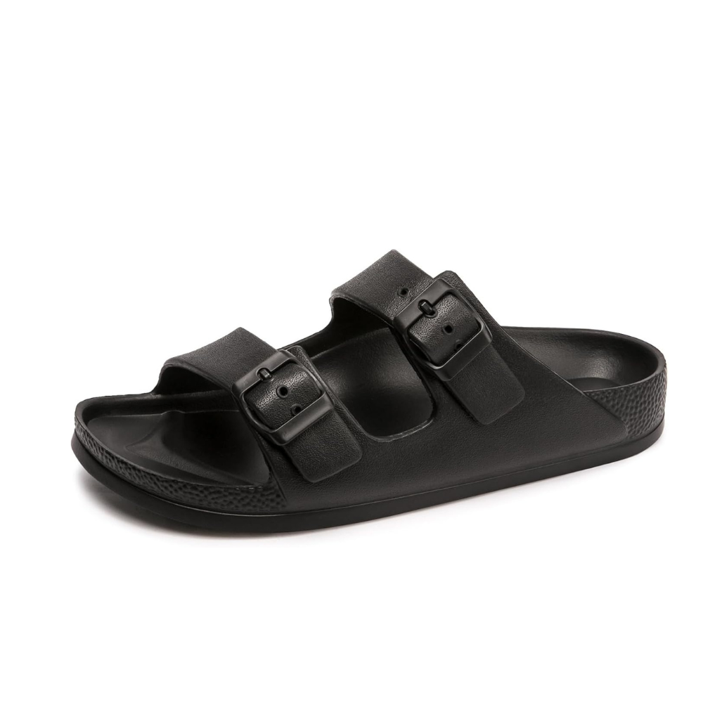 Women Adjustable Double Buckle Comfort Flat Slide SandalsWomen Adjustable Double Buckle Comfort Flat Slide Sandals - Image 3