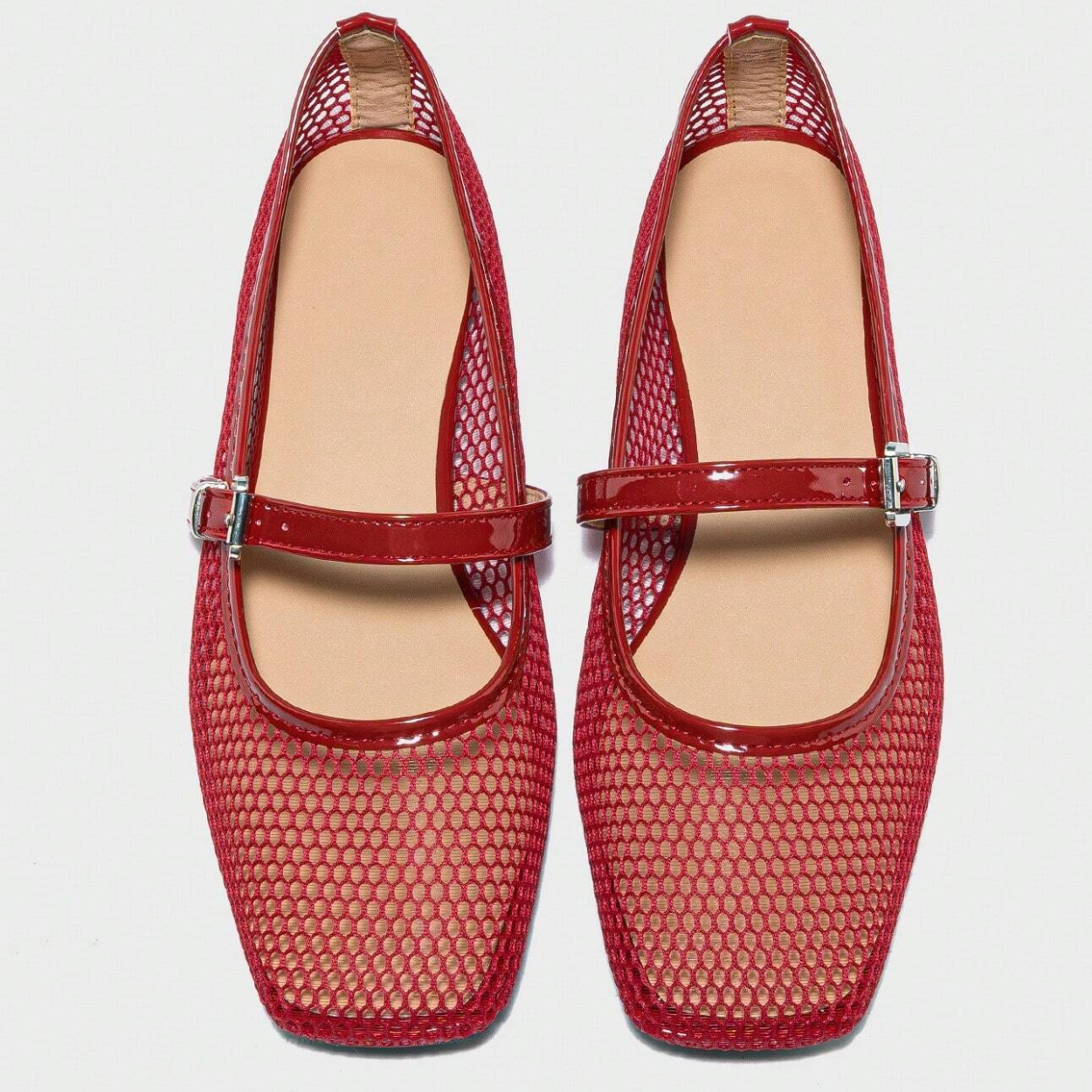 Casual And Comfortable Square Design Ballet Flats For Women in White - Interior View