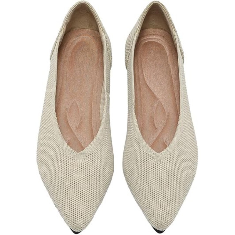 Textured Knit Slip-On Flats With Memory Foam Cushioned Insole - My Beach Shoes