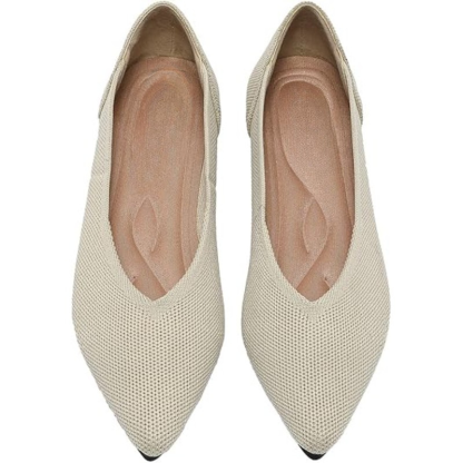 Textured Knit Slip-On Flats With Memory Foam Cushioned Insole - My Beach Shoes