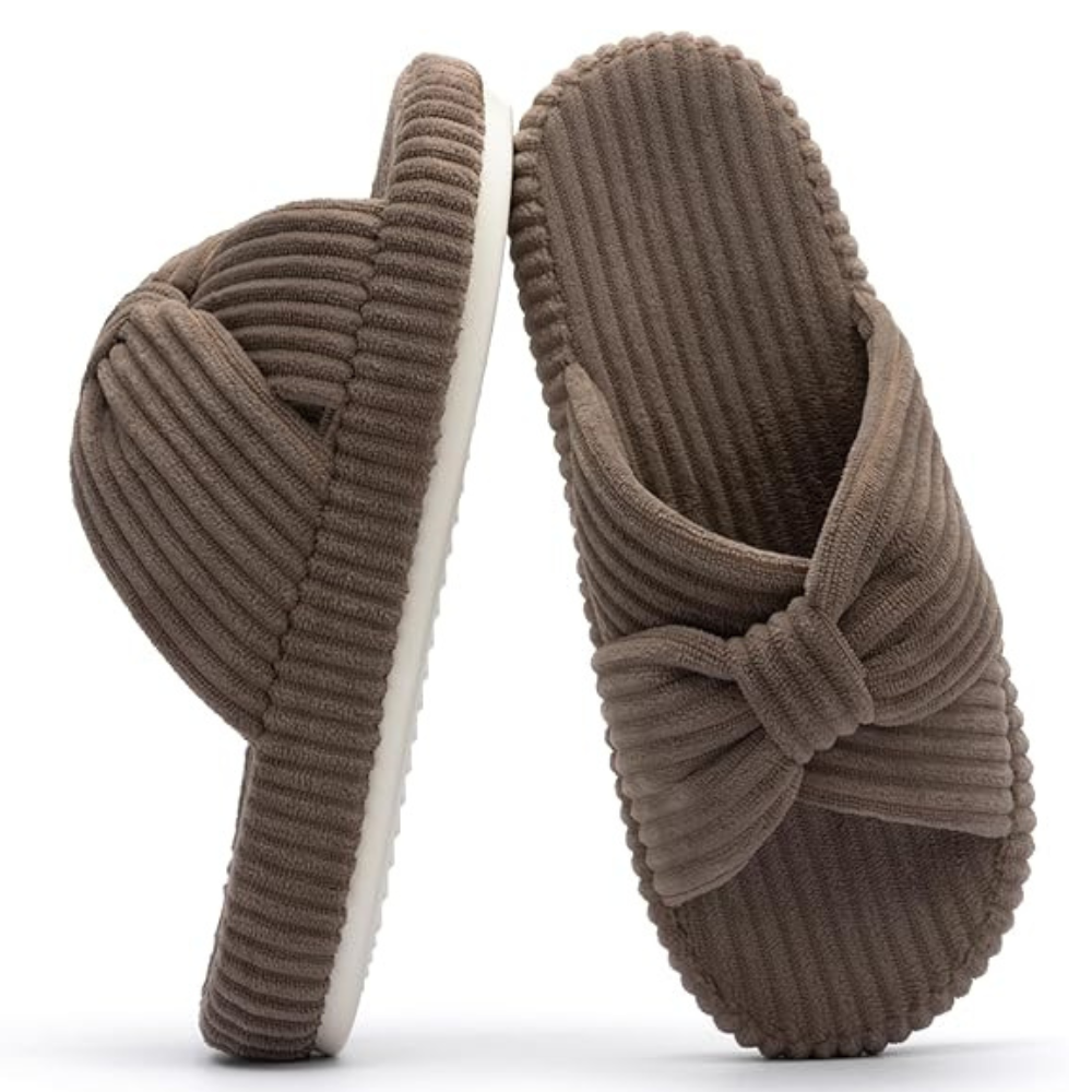 Women Memory Foam Corduroy Bow Crossband SlidesWomen Memory Foam Corduroy Bow Crossband Slides - Image 10