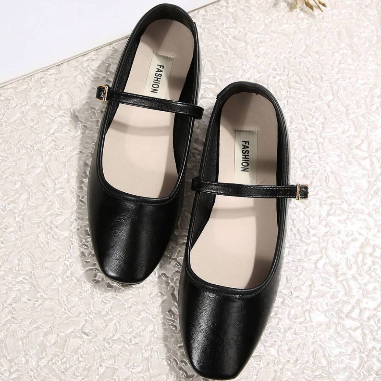 Stylish Ballet Flats Shoes With Buckle Strap And Soft Sole in Charcoal - Interior View