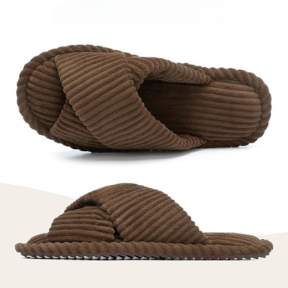 Womens Memory Foam Open Toe Crossband House Slides