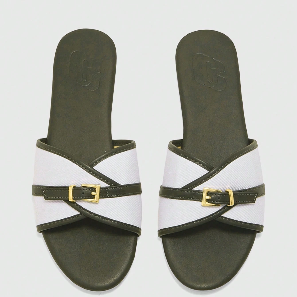 Flat Slide Sandals with Buckle Strap for Women in Burgundy - Interior View