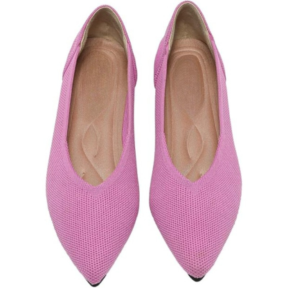 Textured Knit Slip-On Flats With Memory Foam Cushioned Insole - My Beach Shoes