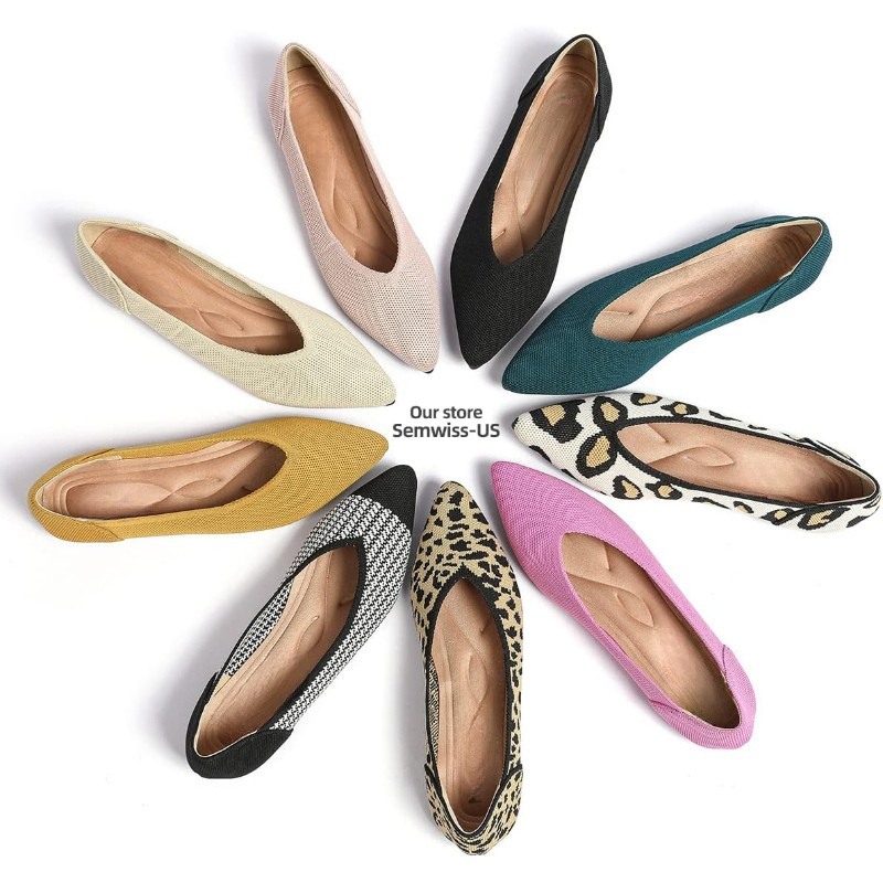 Textured Knit Slip-On Flats With Memory Foam Cushioned Insole - My Beach Shoes