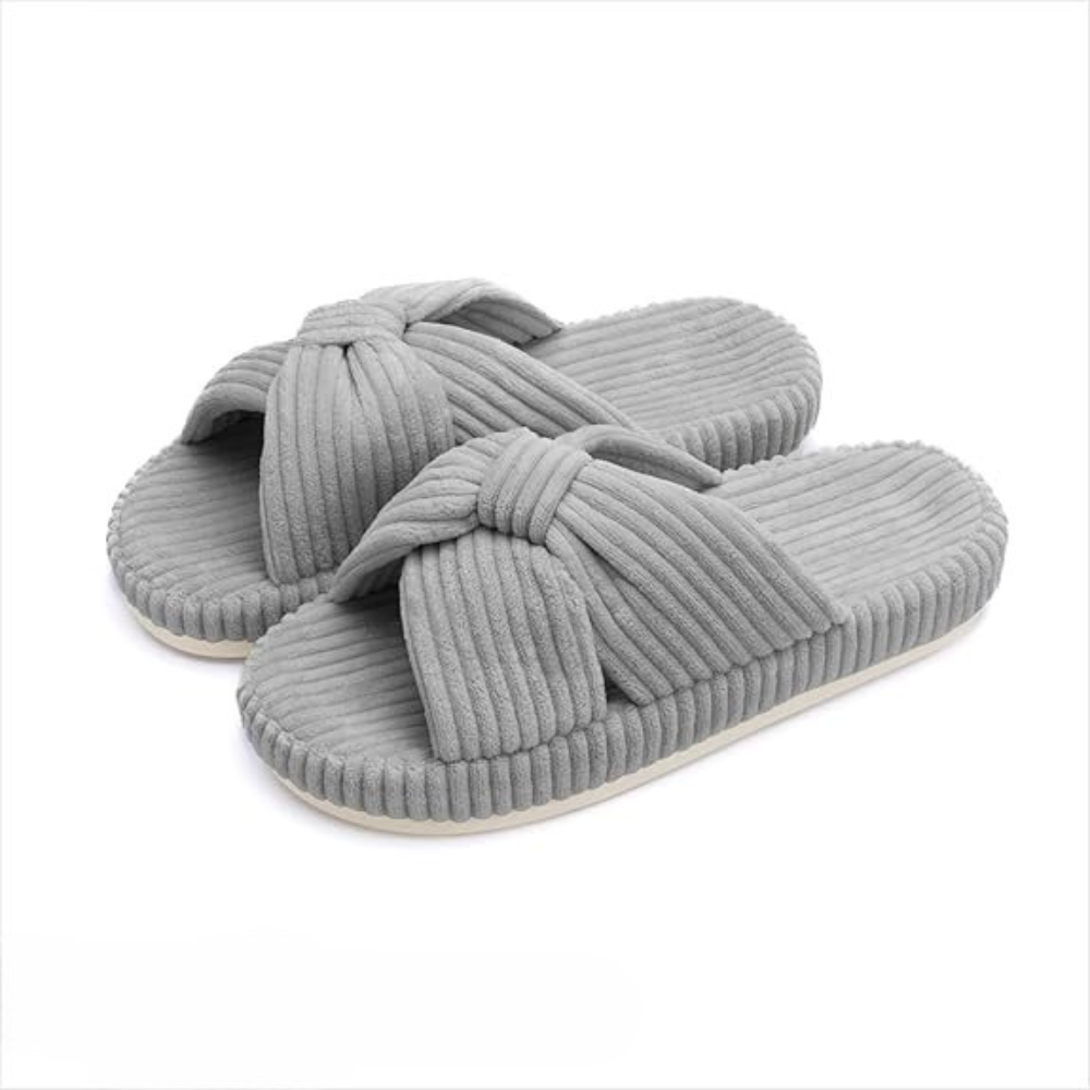 Women Memory Foam Corduroy Bow Crossband SlidesWomen Memory Foam Corduroy Bow Crossband Slides - Image 12