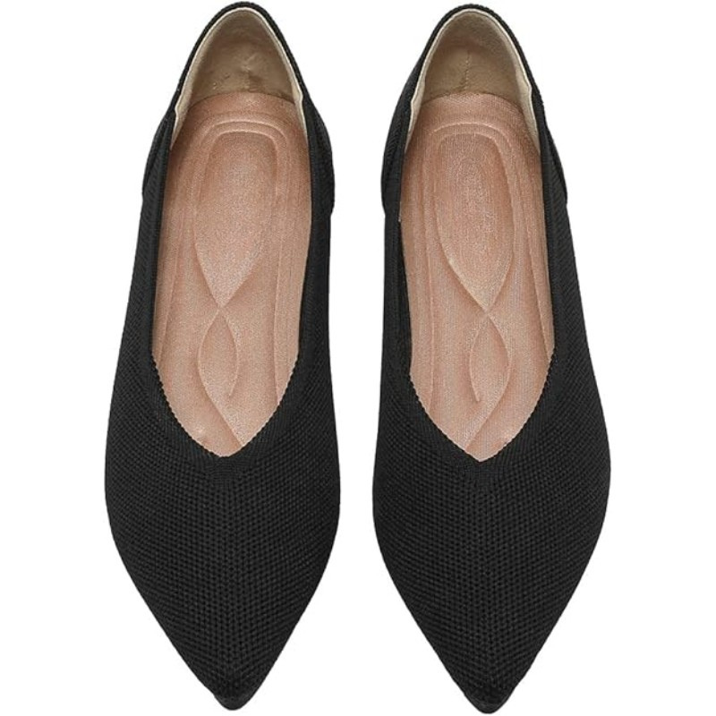 Textured Knit Slip-On Flats With Memory Foam Cushioned Insole - My Beach Shoes