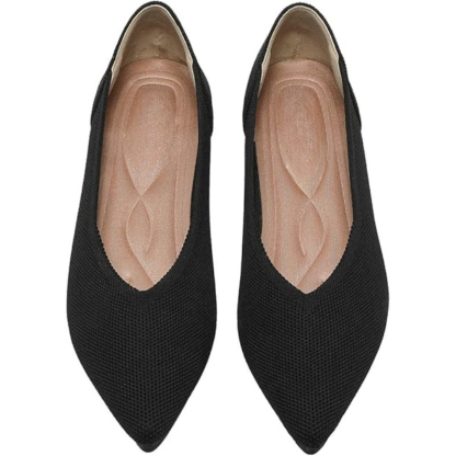 Textured Knit Slip-On Flats With Memory Foam Cushioned Insole - My Beach Shoes
