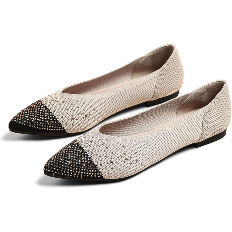 Textured Knit Slip-On Flats With Memory Foam Cushioned Insole-My Beach Shoes