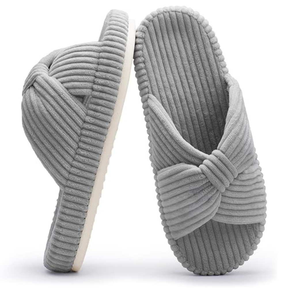 Women Memory Foam Corduroy Bow Crossband SlidesWomen Memory Foam Corduroy Bow Crossband Slides - Image 9