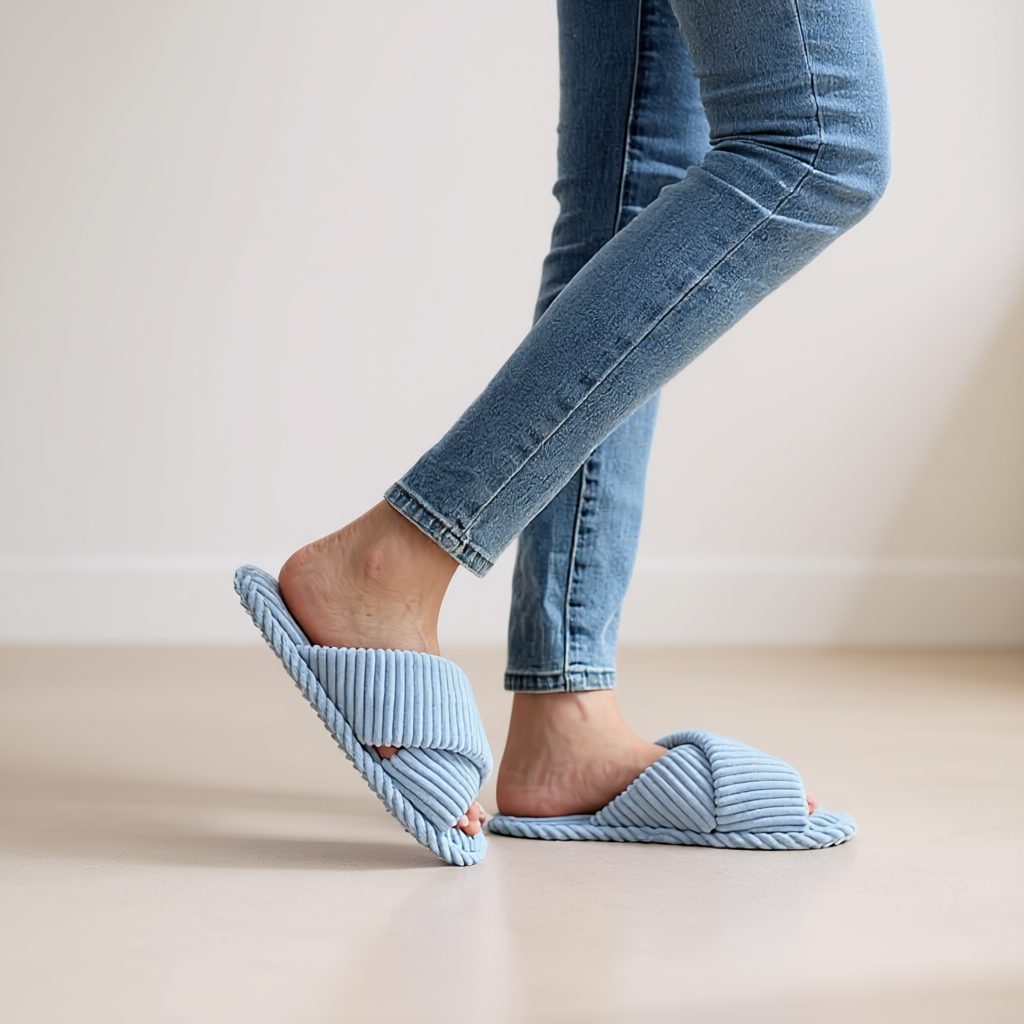 Womens Memory Foam Open Toe Crossband House SlidesWomen Memory Foam Open Toe Crossband House Slides - Image 16