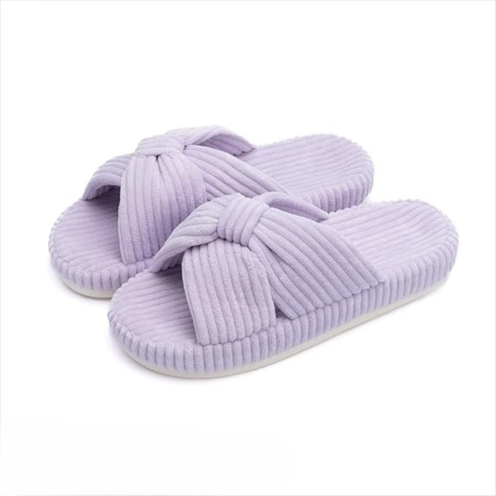 Women Memory Foam Corduroy Bow Crossband SlidesWomen Memory Foam Corduroy Bow Crossband Slides - Image 18